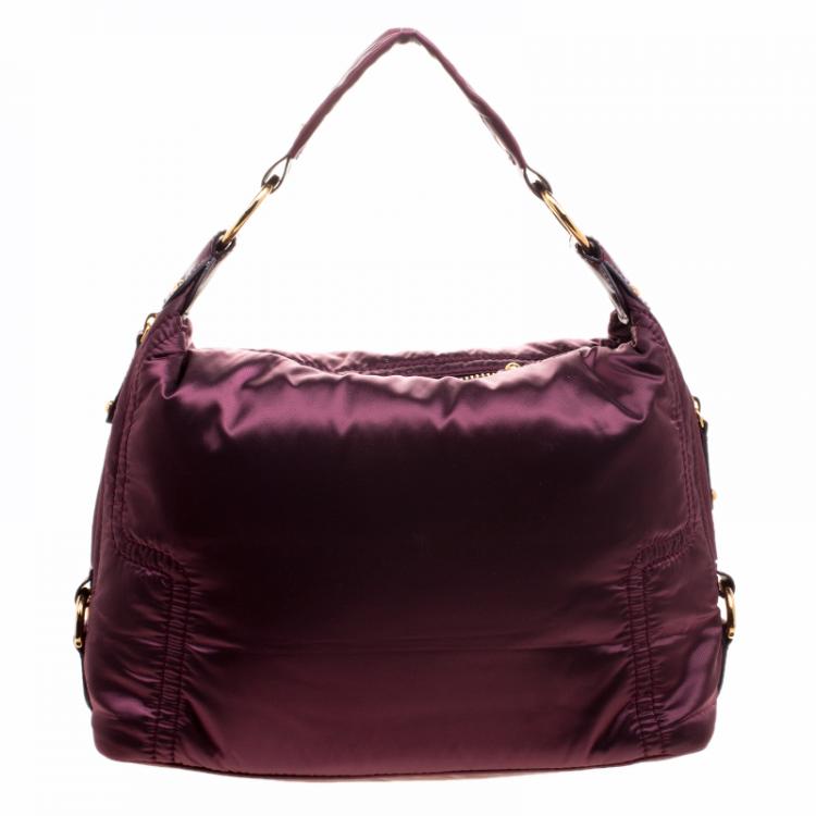 Pre Owned Tod's Purple Nylon Pashmy Hobo
