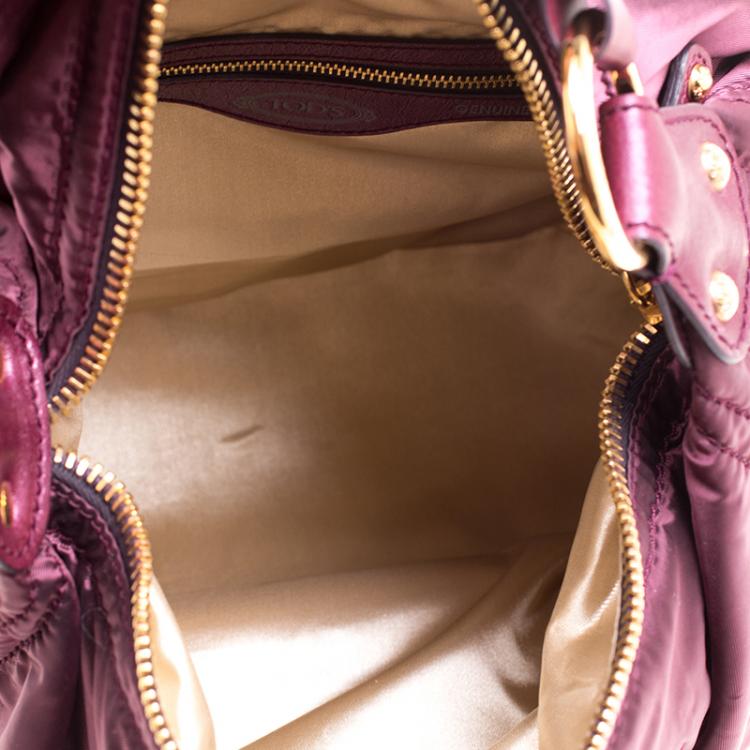 Pre Owned Tod's Purple Nylon Pashmy Hobo
