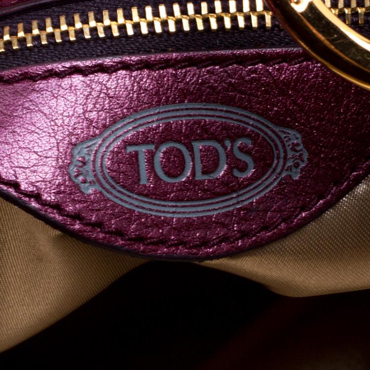 Pre Owned Tod's Purple Nylon Pashmy Hobo