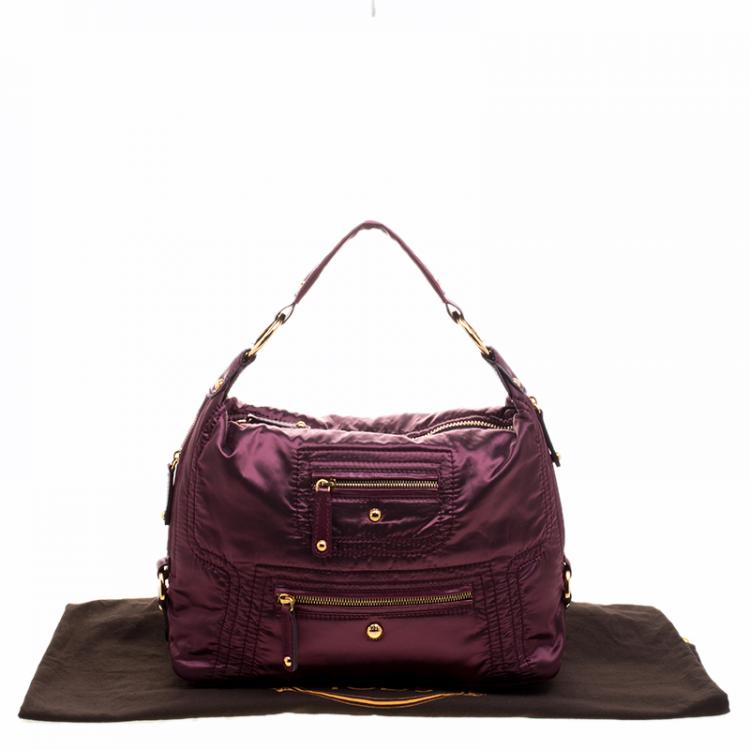 Pre Owned Tod's Purple Nylon Pashmy Hobo