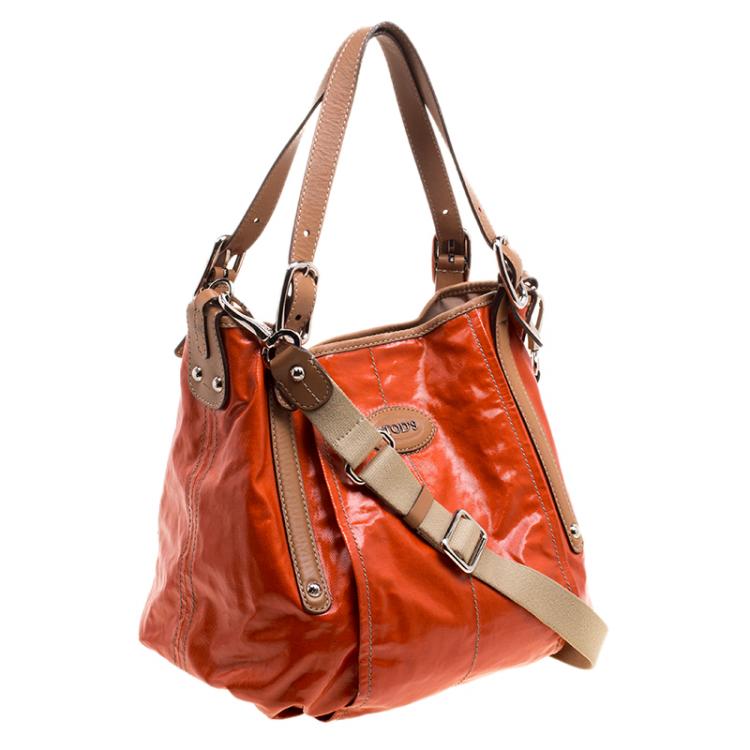 Pre Owned Tod's Orange Coated Fabric Gummy Bag
