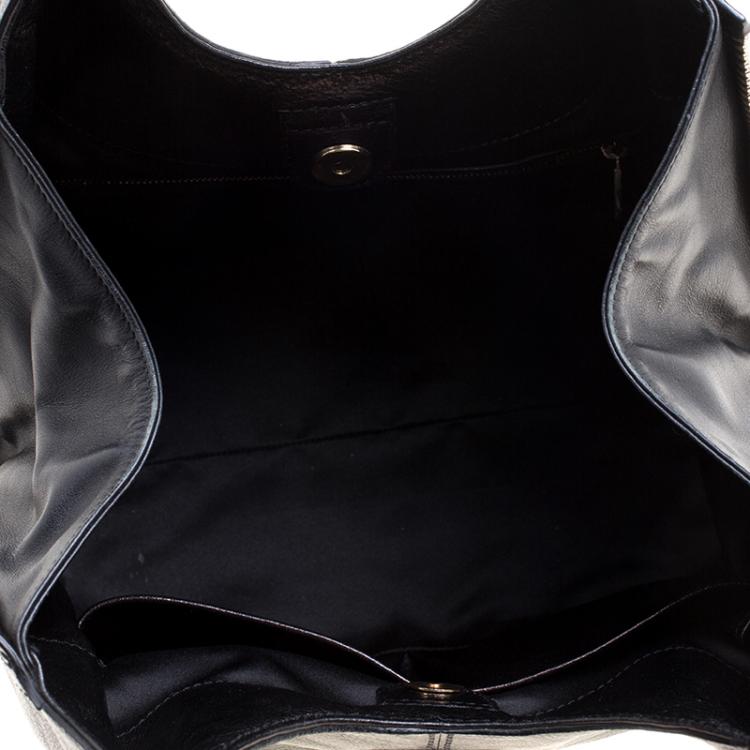 Pre Owned Tod's Metallic Black Glossy Leather Zip Tote