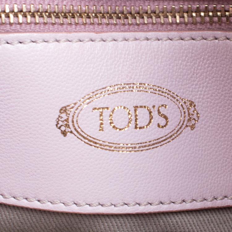 Pre Owned Tod's Pink/Silver Leather and Python Medium Horse Secchiello Tote