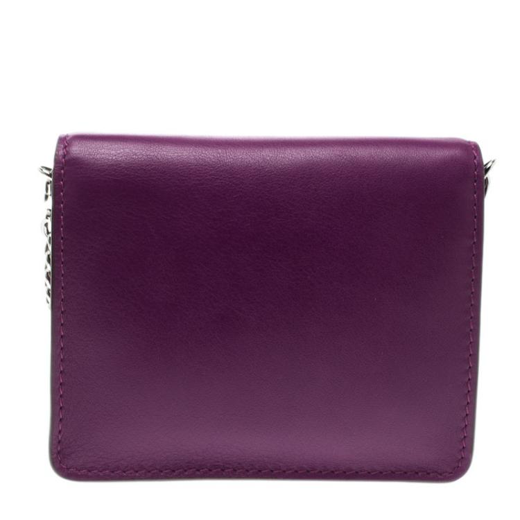 Pre Owned Tod's Purple Leather Double T Chain Crossbody Bag
