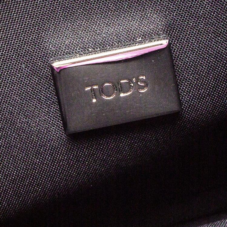 Pre Owned Tod's Purple Leather Double T Chain Crossbody Bag