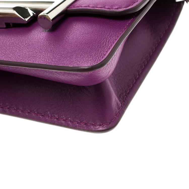 Pre Owned Tod's Purple Leather Double T Chain Crossbody Bag