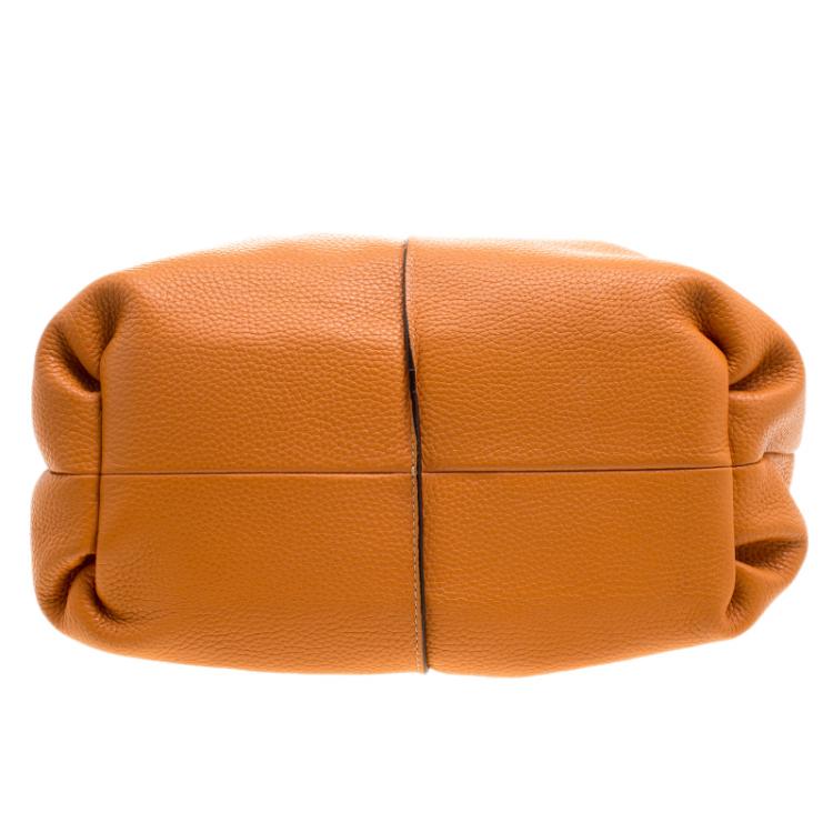 Pre Owned Tod's Orange and Beige Leather Tote