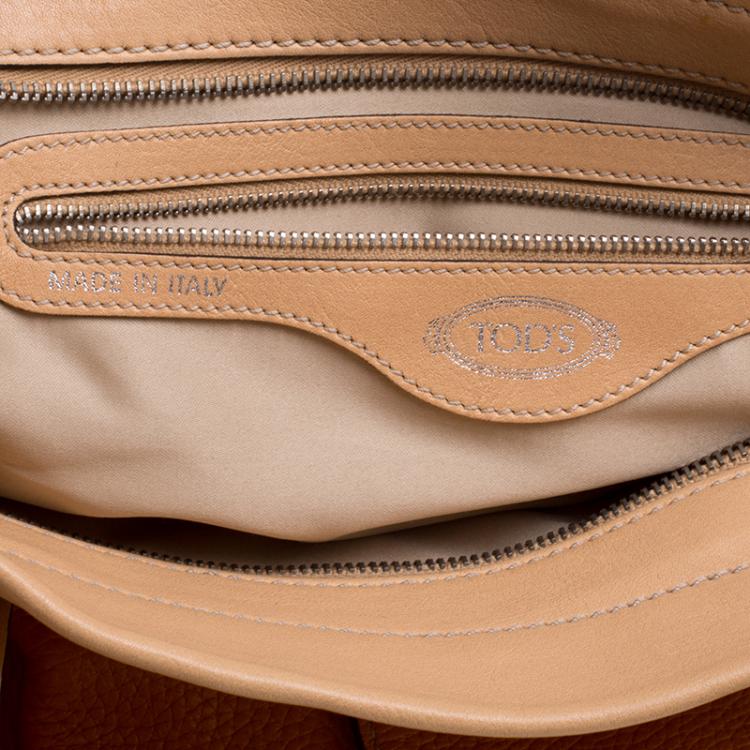 Pre Owned Tod's Orange and Beige Leather Tote