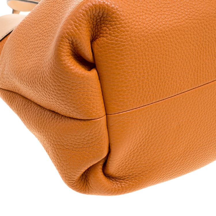 Pre Owned Tod's Orange and Beige Leather Tote