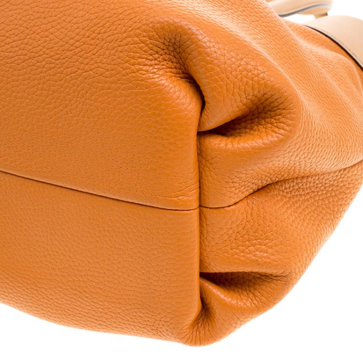 Pre Owned Tod's Orange and Beige Leather Tote