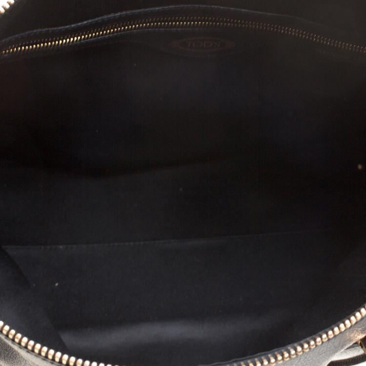 Pre Owned Tod's Black Leather ALR Tracolla Piccola Shopper Tote