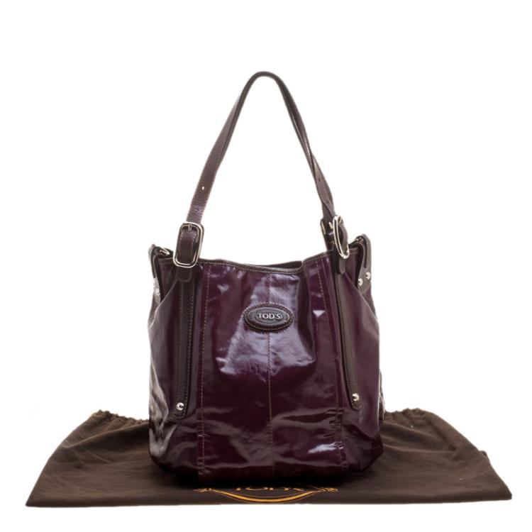 Pre Owned Tod's Metallic Burgundy Coated Canvas G-Line Easy Sacca Tote