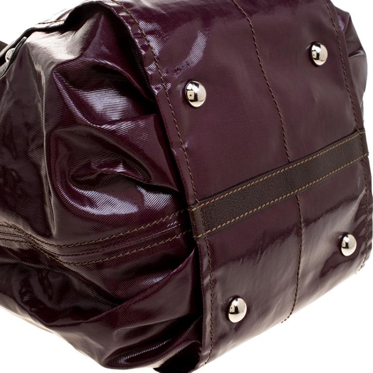 Pre Owned Tod's Metallic Burgundy Coated Canvas G-Line Easy Sacca Tote