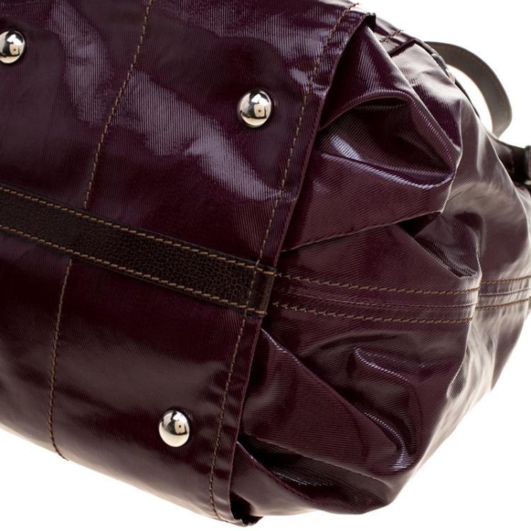 Pre Owned Tod's Metallic Burgundy Coated Canvas G-Line Easy Sacca Tote