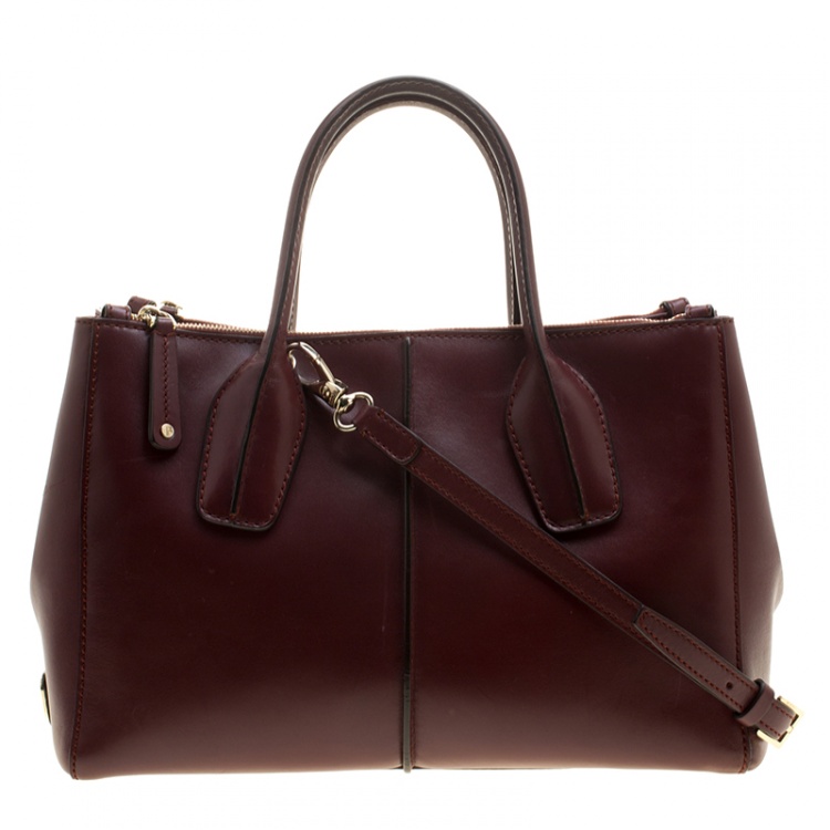 Pre Owned Tod's Burgundy Leather D-Styling Shopper Tote