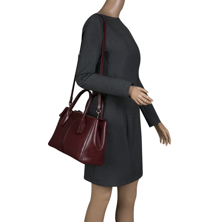 Pre Owned Tod's Burgundy Leather D-Styling Shopper Tote