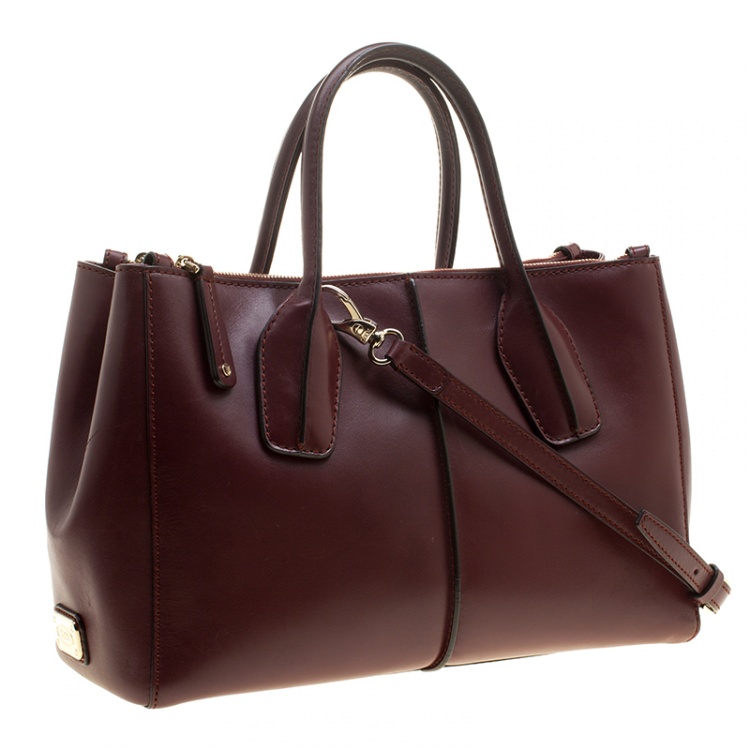 Pre Owned Tod's Burgundy Leather D-Styling Shopper Tote