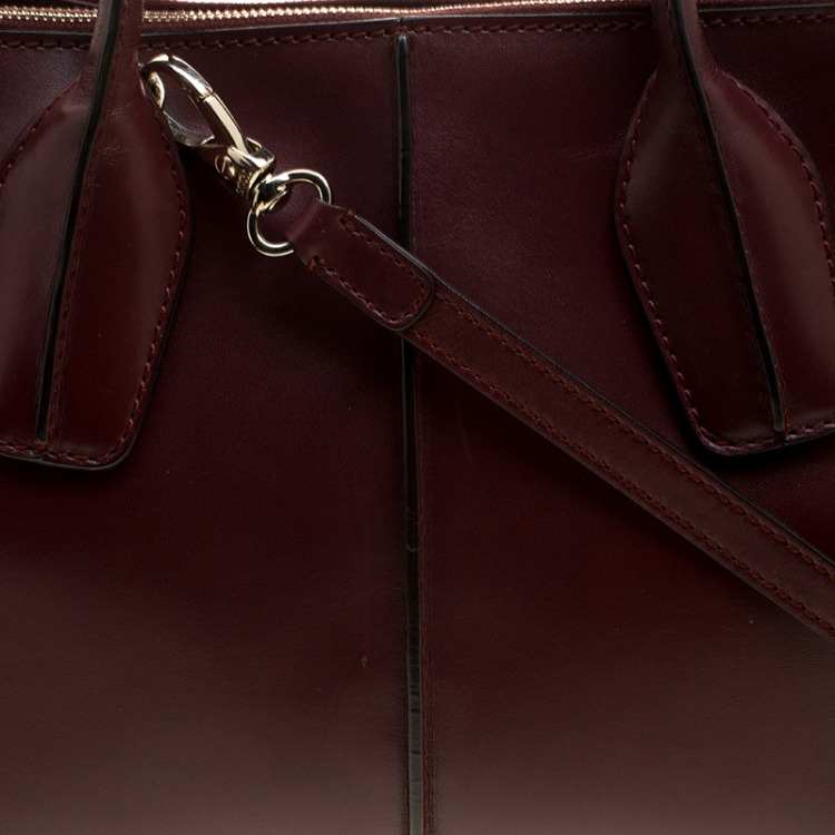 Pre Owned Tod's Burgundy Leather D-Styling Shopper Tote