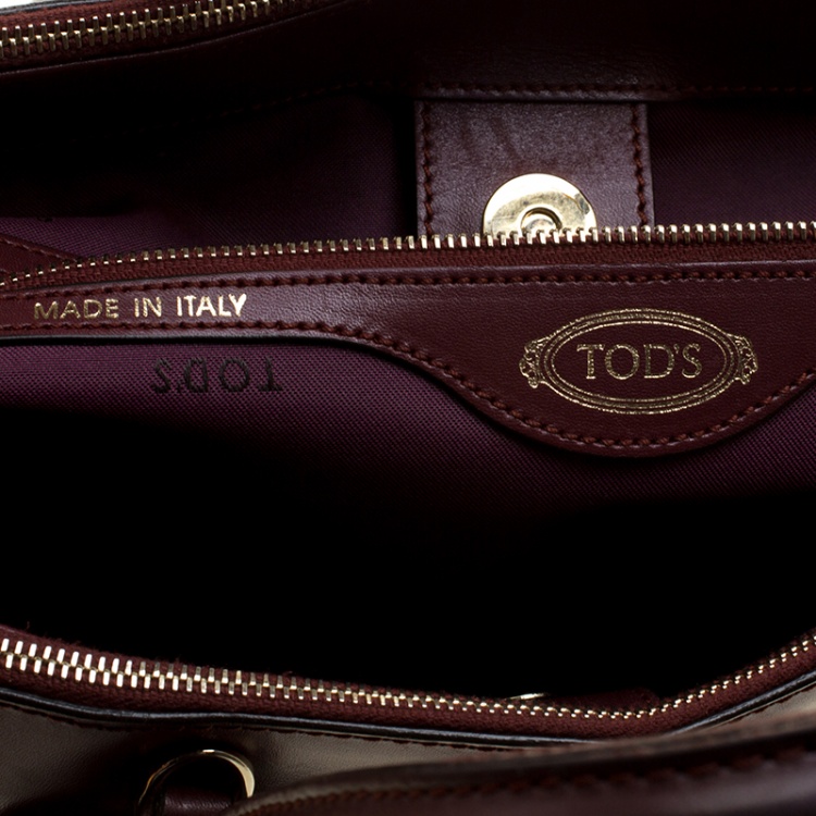 Pre Owned Tod's Burgundy Leather D-Styling Shopper Tote