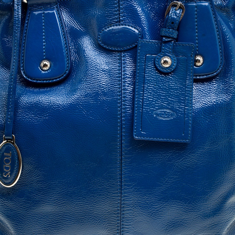 Pre Owned Tod's Blue Patent Leather Tote