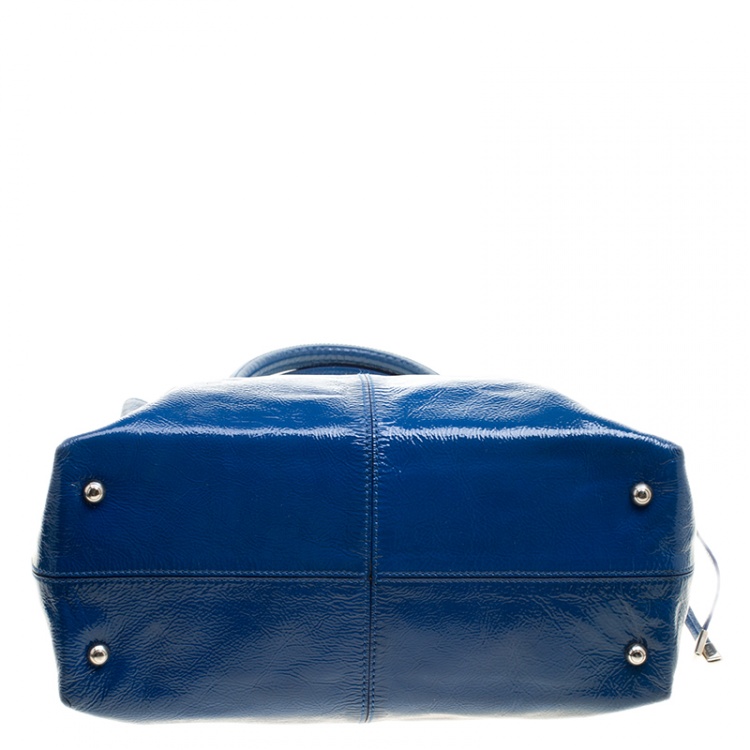 Pre Owned Tod's Blue Patent Leather Tote