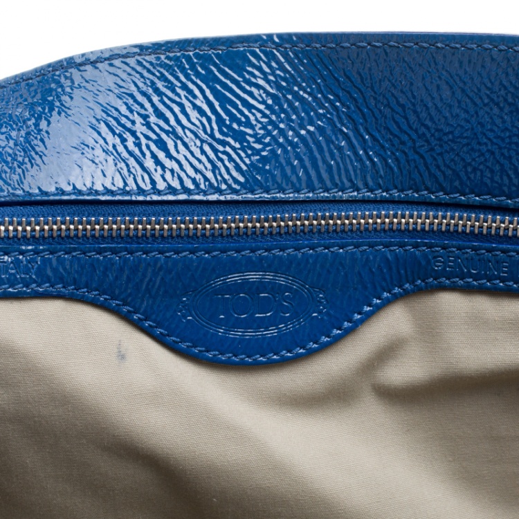 Pre Owned Tod's Blue Patent Leather Tote