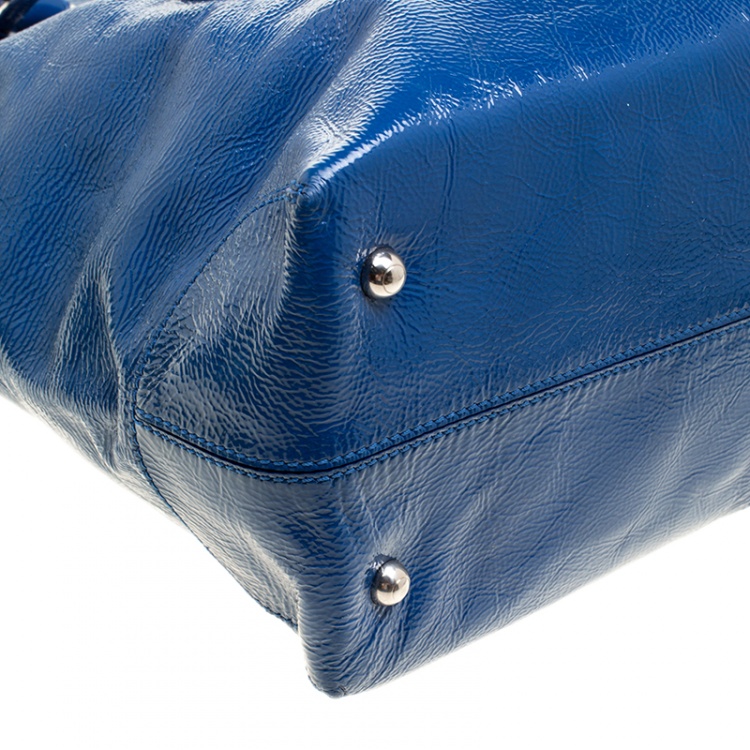 Pre Owned Tod's Blue Patent Leather Tote