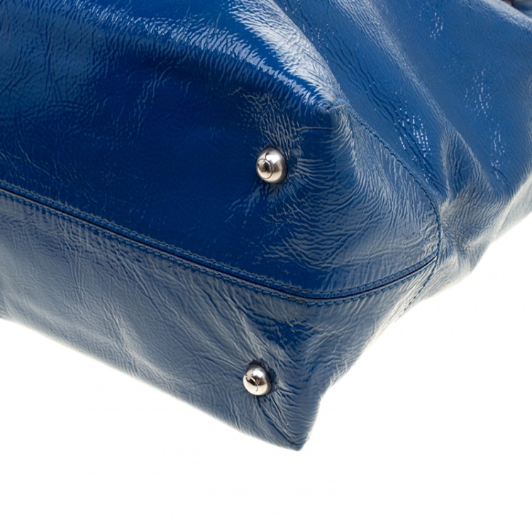 Pre Owned Tod's Blue Patent Leather Tote