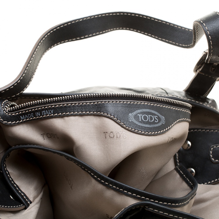 Pre Owned Tod's Black Glazed Coated Canvas G-Line Easy Sacca Tote