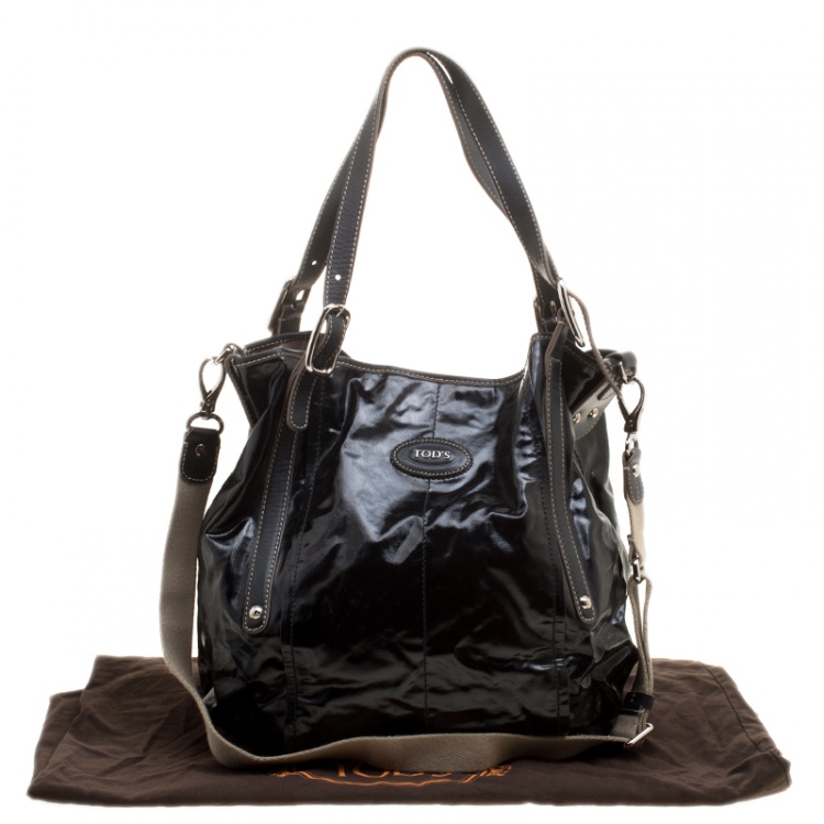 Pre Owned Tod's Black Glazed Coated Canvas G-Line Easy Sacca Tote