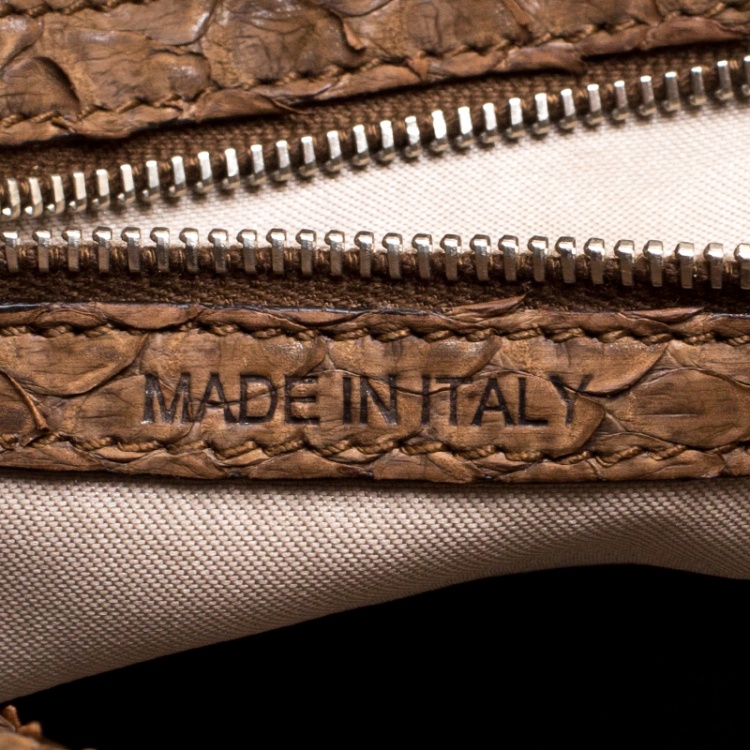 Pre Owned Tod's Coffee Brown Python Sacca Media Tote