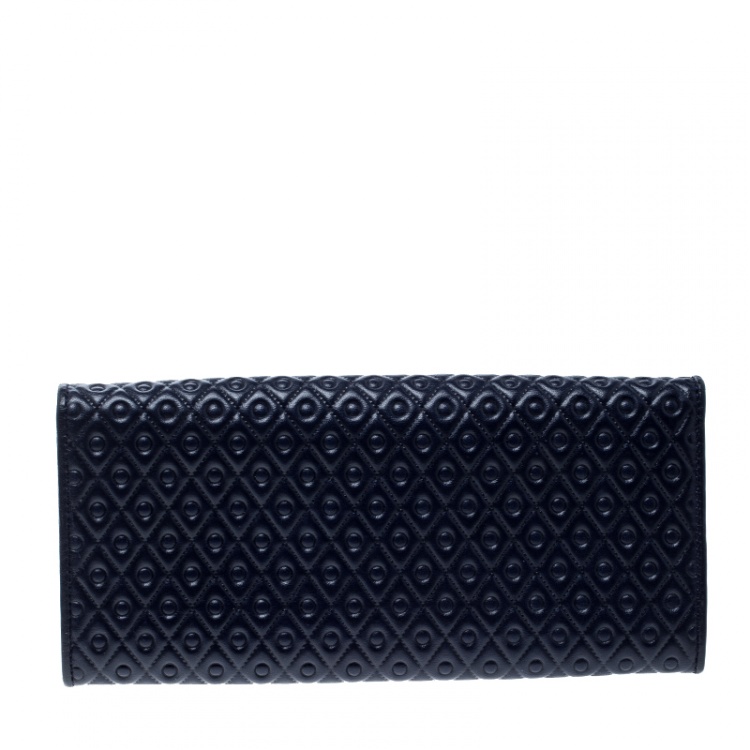 Pre Owned Tod's Navy Blue Leather Signature Continental Wallet