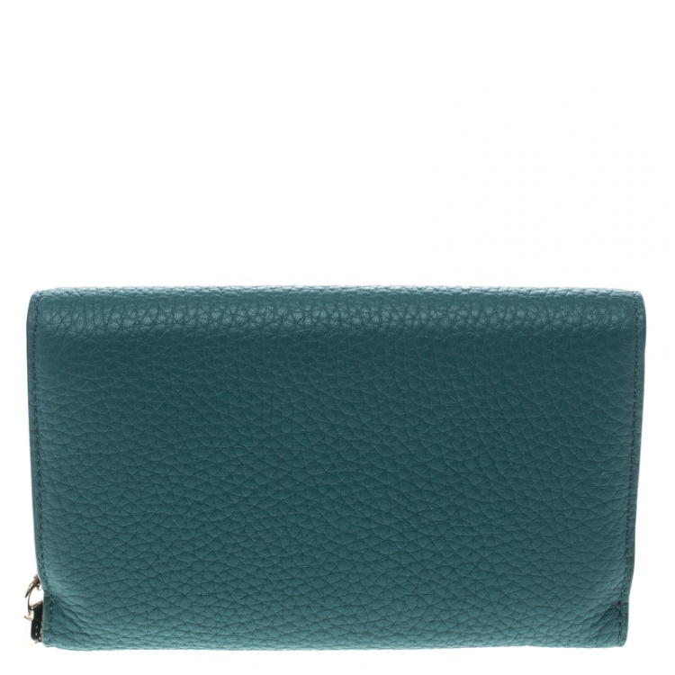 Pre Owned Tod's Green Leather Brooch Wallet