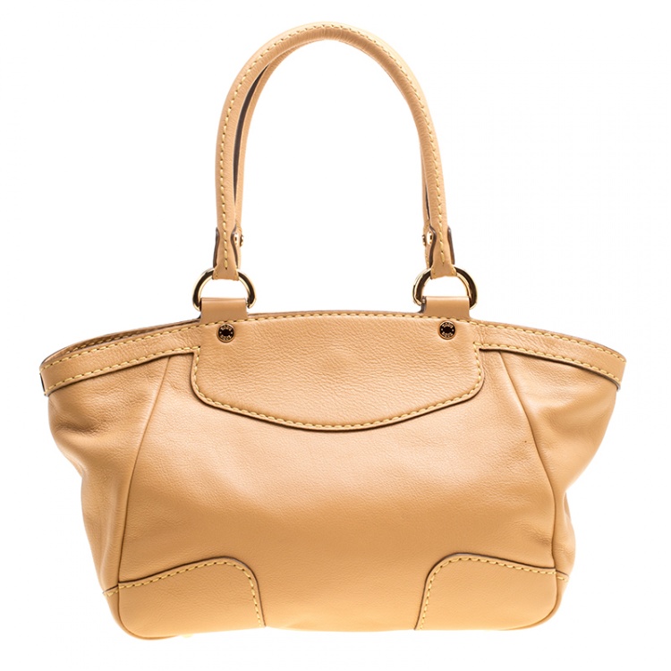 Pre Owned Tod's Tan Leather Carey Media Tote