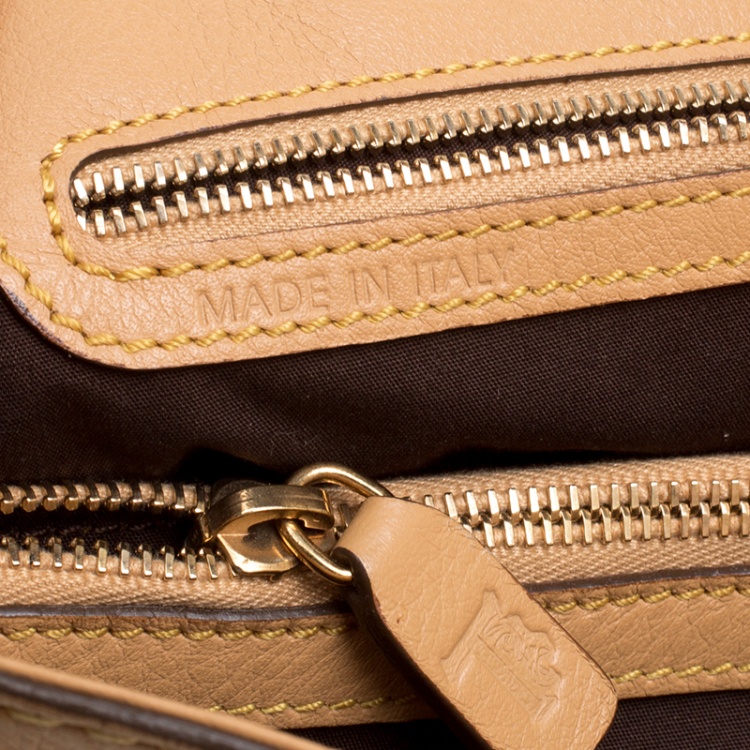 Pre Owned Tod's Tan Leather Carey Media Tote