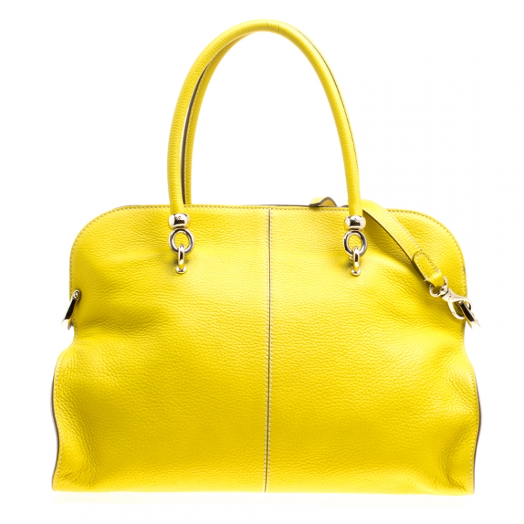 Pre Owned Tod's Yellow Leather Large Sella Top Handle Bag