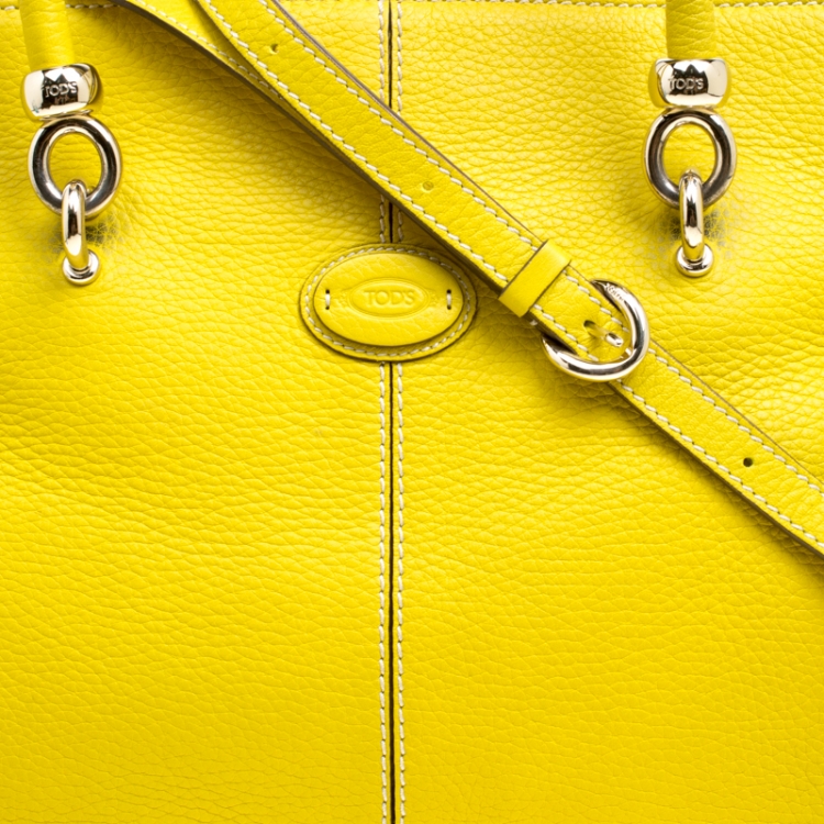 Pre Owned Tod's Yellow Leather Large Sella Top Handle Bag