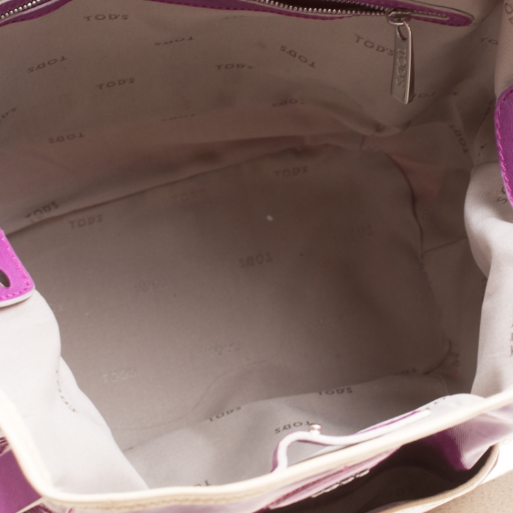 Pre Owned Tod's Purple Glazed Coated Canvas G-Line Easy Sacca Tote