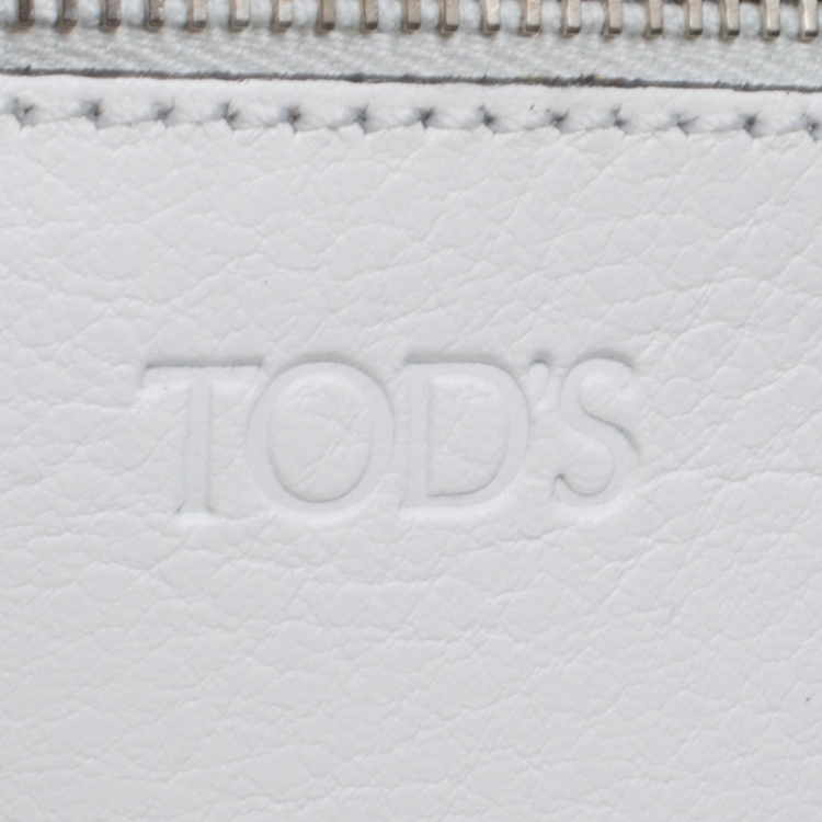 Pre Owned Tod's White/Black Leather Origami Fringe Shopping Tote