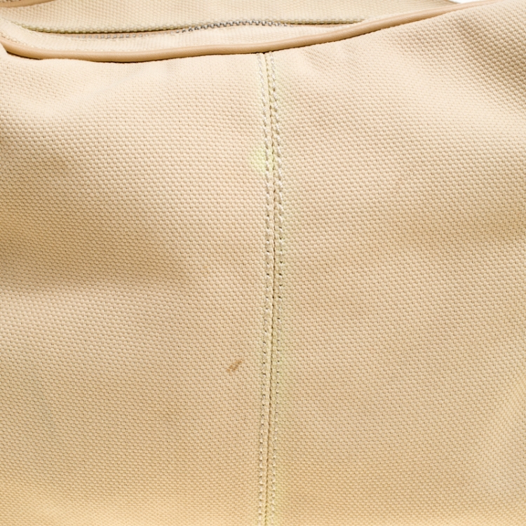 Pre Owned Tod's Beige Canvas and Leather Hobo