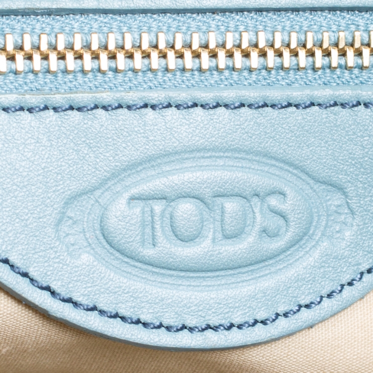 Pre Owned Tod's Pale Blue Leather Benji Sacca Hobo
