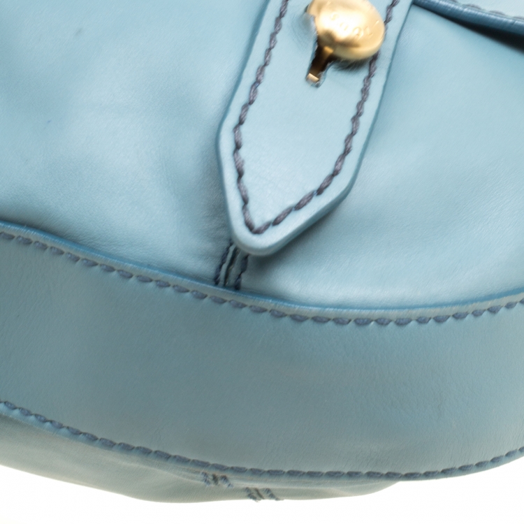 Pre Owned Tod's Pale Blue Leather Benji Sacca Hobo