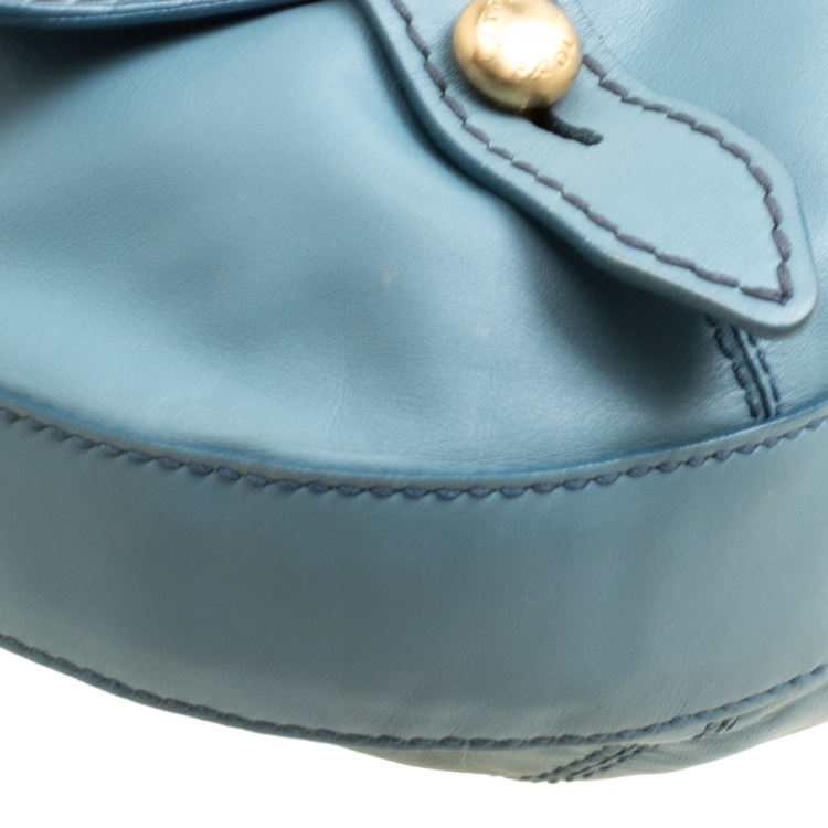 Pre Owned Tod's Pale Blue Leather Benji Sacca Hobo