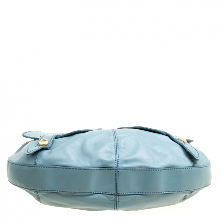 Pre Owned Tod's Pale Blue Leather Benji Sacca Hobo