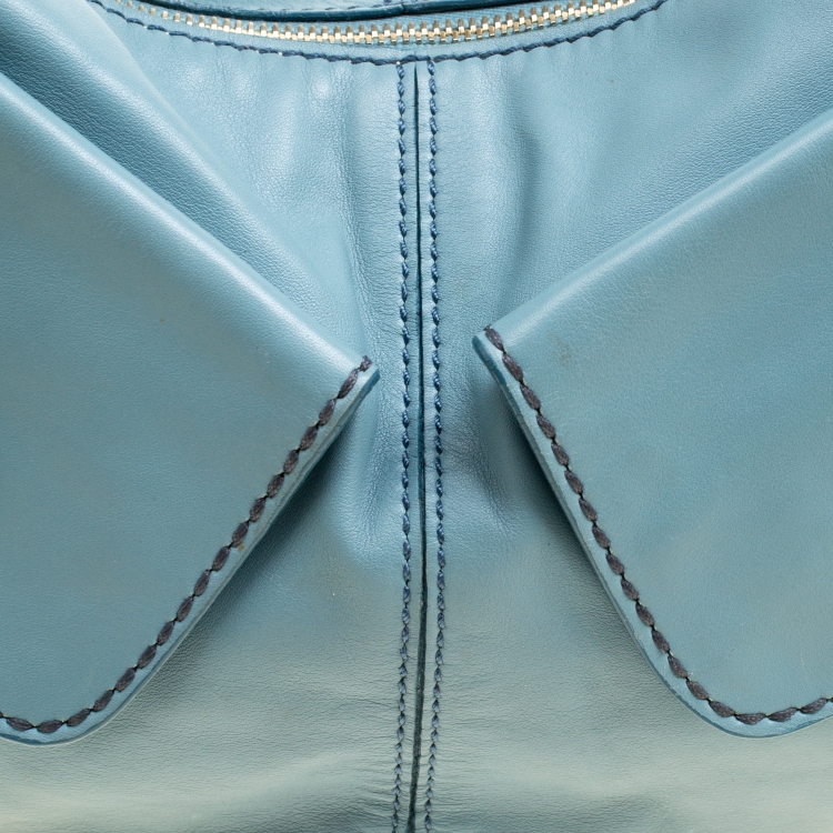 Pre Owned Tod's Pale Blue Leather Benji Sacca Hobo