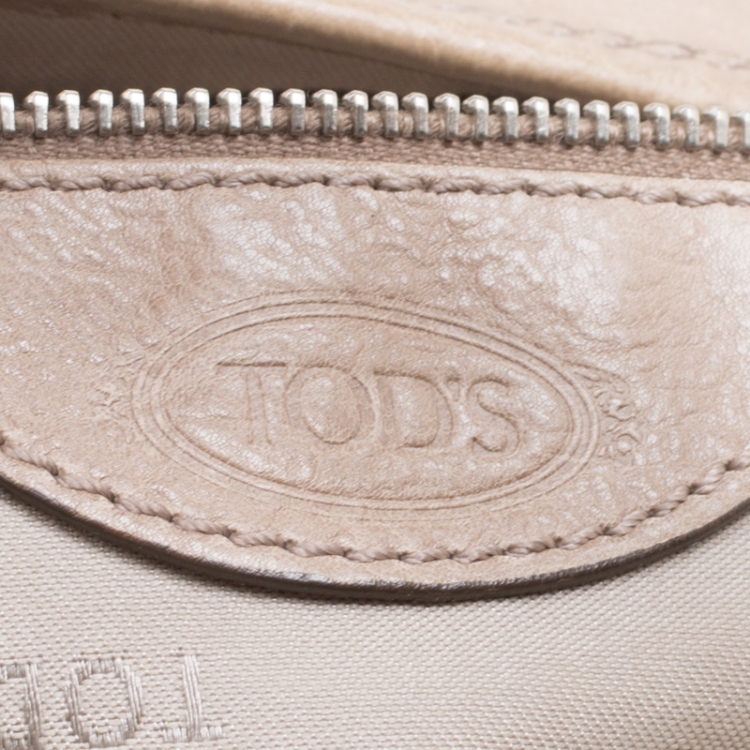 Pre Owned Tod's Beige Leather Gummy Top Handle Bag