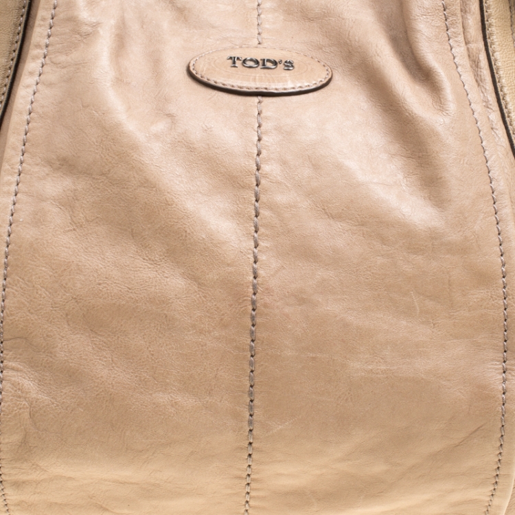 Pre Owned Tod's Beige Leather Gummy Top Handle Bag
