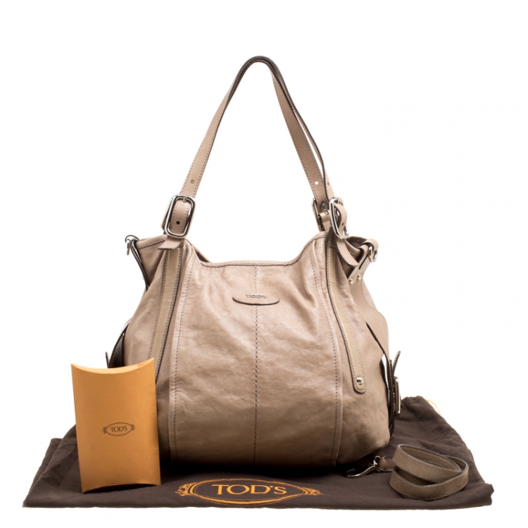 Pre Owned Tod's Beige Leather Gummy Top Handle Bag