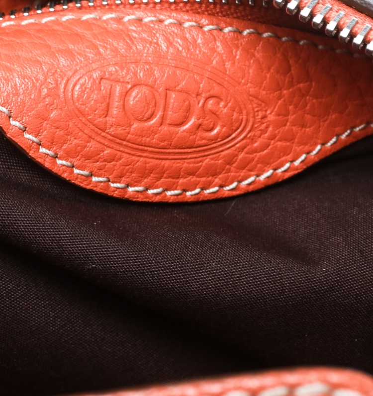Pre Owned Tod's Orange Leather Charlotte Hobo