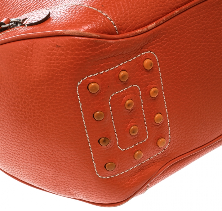 Pre Owned Tod's Orange Leather Charlotte Hobo